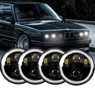 4pcs 5.75inch LED Headlight with Yellow&White Angel Eye DRL Turn Lights For Classic BMW 325i 528i 53