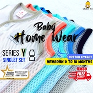 [Little Cute-Bee] Newborn Baby Clothing Eyelet Singlet Set | Baju Baby Newborn Berlubang | 0-18 Mont