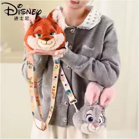 Authentic Disney Zootopia Judy Hopps Plush Crossbody Bag Girl Versatile Leisure Bag Cute Cosplay Acc