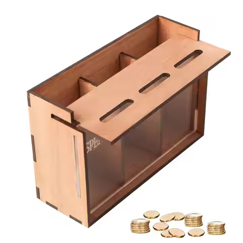 Wooden Money Saving Box Removable Coin Saving Organizer Challenge Cash Storage Case for Home Decorat