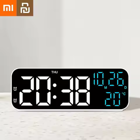 Youpin Xiaomi Digital Alarm Clock Temperature Date Week Display Night Mode Table Clock 12/24H Deskto