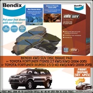 BENDIX 4WD SUV Toyota Fortuner TGN51 2.7 / KUN50 2.5 D-4D 4WD AWD Disc Brake Pad FRONT SET
