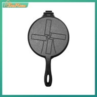 【Fast Delivery】Cast Iron Waffle Maker Pan Non-Stick Waffle Cake Maker Round Waffle Skillet for Stove