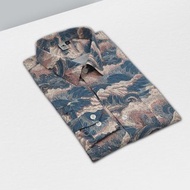 浮世繪粉藍襯衫-喜歡日式風格的你不能錯過