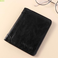 BUCKS 2 Fold Wallets, Leather Solid Color Men's Short Wallet, Simple Multifunction Credit Card Case 