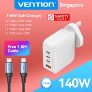 Vention 140W GaN Charger UK Plug 4 Ports Turbo Charging Power Adapter QC4.0 3.0 PD 3.0 Fast Charger