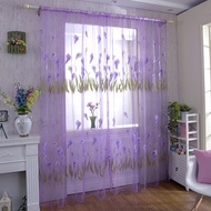 Rod Pocket Top Calla lily Pattern Tulle Door Window Divider Voile Curtain