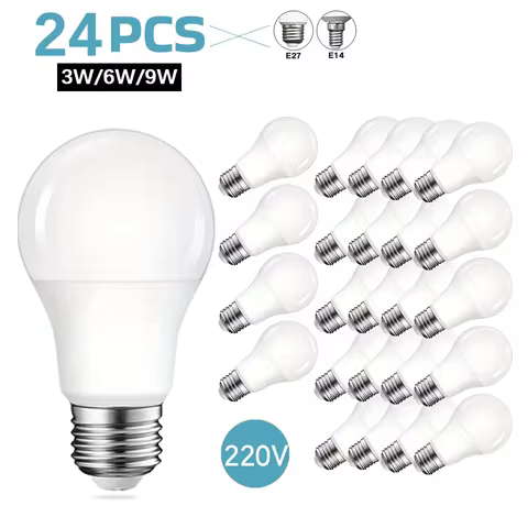 24pcs LED Light Bulbs E27/E14 LED AC220V Light Bulbs 9W 6W 3W Lampada Ampoules Living Room Home LED 