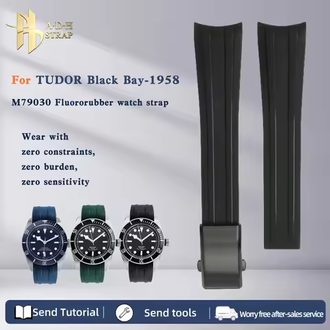 For Tudor Black Bay 1958 Series M79030 FKM Watch Strap BB58-39MM Deal Men's Sports Fluororubber Watc