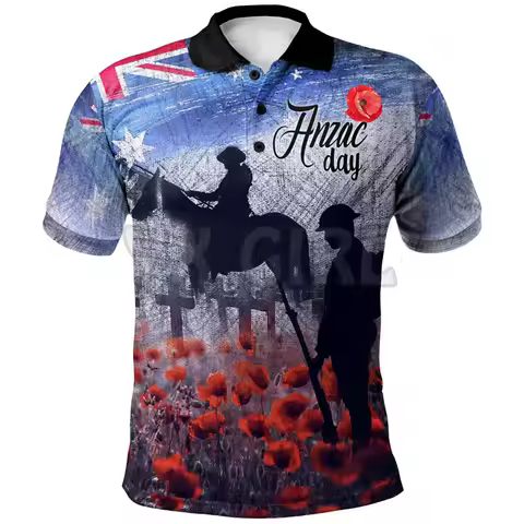 Summer Shirts Women For Men Anzac Day Remembrance Day 3D Printed Polo Shirt Short Sleeve T Shirts To