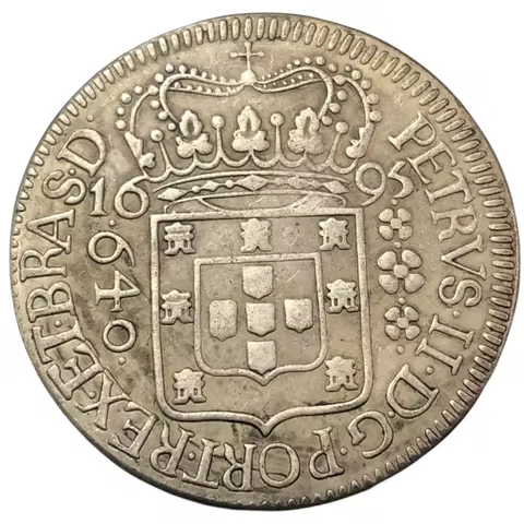 1695 Brazil 640 Reis-Pedro II Silver Copy Coin (type1)