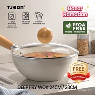 Kuali Seramik Tidak Melekat, TJean, dengan Salutan Tidak Melekat, Sesuai untuk Induksi, Kuali Dalam,