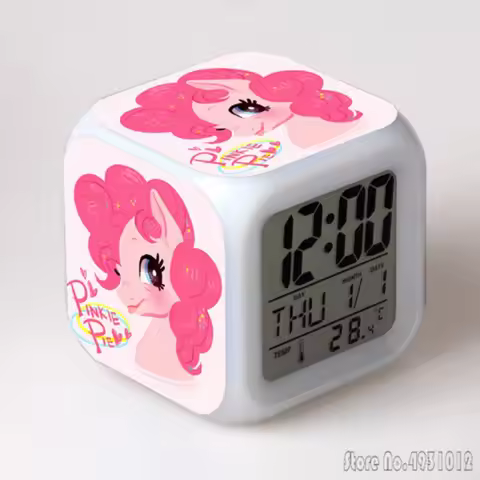 Anime Unicorn Cartoon Alarm Clock Creative Student 8x8x8cm LED Cube with Colorful Light Display Time