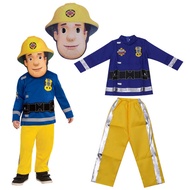 2022 Halloween Cosplay Firefighter Uniform Children Sam Fireman Role Work Suit T-Shirt Boy Girl