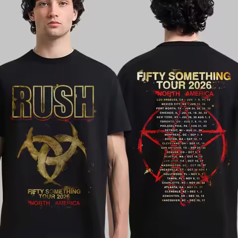 3D Printed Short-Sleeved Shirt Rush Band Fifty Something Tour 2026 Merch Rush Stage T-shirt Men's an
