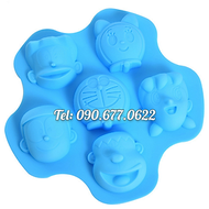 Khuôn silicone làm bánh, rau câu, socola, kẹo dẻo 6 Doremon, Nobita, Chaien, Xuka, Xeko – Mã số 1399