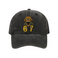 67 Six Seven 6 7 Meme Design Fun 6 7 Pattern Printed Water Washed Men's Baseball Hat