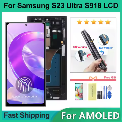 6.67'' AMOLED Display Screen for Samsung S23 Ultra S918B S918B/DS Lcd Display Digital Touch Screen w