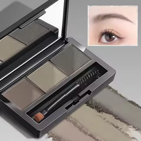 3 Colors Eyebrow Powder Palette Makeup Smoky Grey Coffee Brows Powder Waterproof Natural Brow Enhanc
