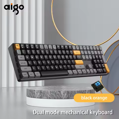 Aigo A108B Gaming Mechanical Keyboard 2.4G Wireless USB Type-c Wired Yellow Switch 110 Key Hot Swap 