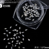 Rhombus-shaped stones, jar of 50 1.5x3mm nail stones, nail stones