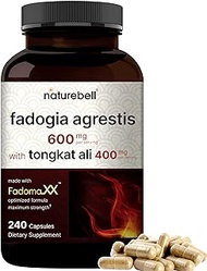NATUREBELL Fadogia Agrestis 600mg Complexed with Tongkat Ali 400mg, 180 Capsules, Optimal Dosage for Enhanced Bioavailability, 20:1 Argrestis Extract | Indonesia Tongkat-Ali (Longjack) - 90 Servings