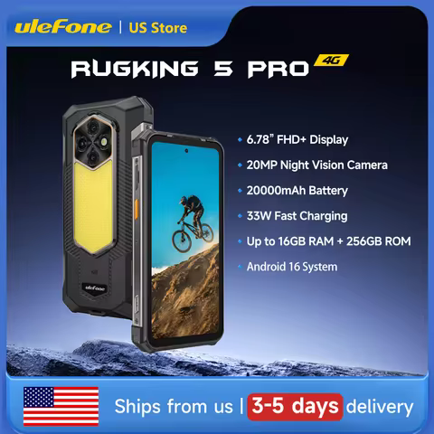 Ulefone RugKing 5 Pro Rugged Phone 20000mAh Android 16 16GB+256GB IP68 IP69K Waterproof 6.78" FHD+ N