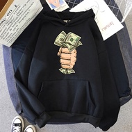 Money Roll 100 Hundred Dollar Hoodie for Men Long Sleeve Winter Clothes Womens Fleece Casual High St