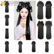 CORDELL Chinese Ancient Wig, Synthetic Antique Women Hanfu Wigs, Headdress Black Photography Hanfu Wig Headband