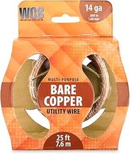 Bare Copper Utility Wire, 14 Gauge, .064 in / 1.63 mm, 25 ft / 7.6 m Coil