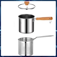 Goodaily Stainless Steel Deep Fryer, Mini Deep Fryer Pot With Handle, Strainer Basket, Glass Lid, Home Deep Fryer Pan