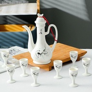 Ceramic Wine Set Double Lip Wine Jug Goblet Antique Chinese Wine Dispenser Wine Set Gift Small Wine 