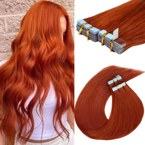 Doreen Machine Remy Ginger Tape In Human Hair Extensions 16 to 24 Inch 50g/set PU Seamless Skin Weft
