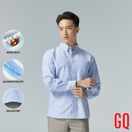 GQ Perfect Oxford™ Shirt เสื้อเชิ้ตบุรุษ จีคิว ออกฟอร์ดแขนยาว สีฟ้า