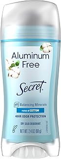 Secret Aluminum Free Deodorant for Women, 48hr Odor Protection, Free of Parabens Dyes Talc & Baking 