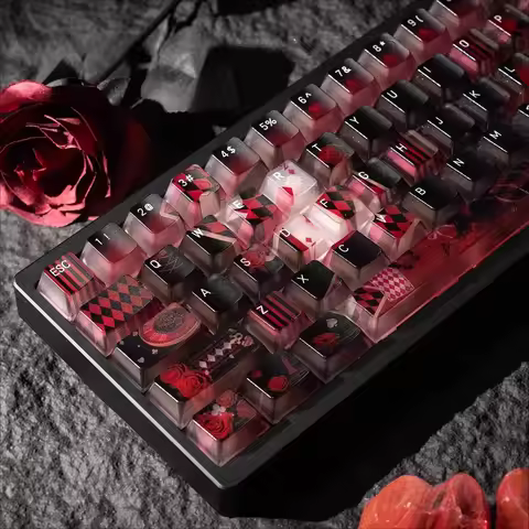 Lost Alice Theme Cherry Fully Transparent Key Cap Kit PC Large Optical Transmission Capacity 61/75/8