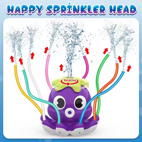 Octopus Water Spray Sprinkler for Kids Outdoor Sprinklers Summer Octopuses Toys with 8 Wiggle Tubes 
