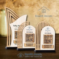 NEW MODEL desktop QR code, Wooden board with bank QR code printed, desktop QR code and Logo engraved
