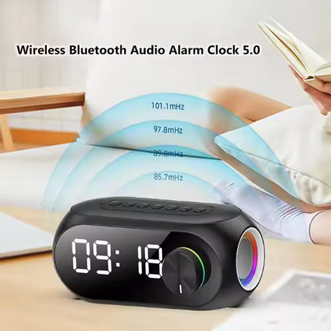 Wireless Speaker With Clock LED Digital Clock USB Rechargeable Dual Alarm Radio With Snooze Clock Mu