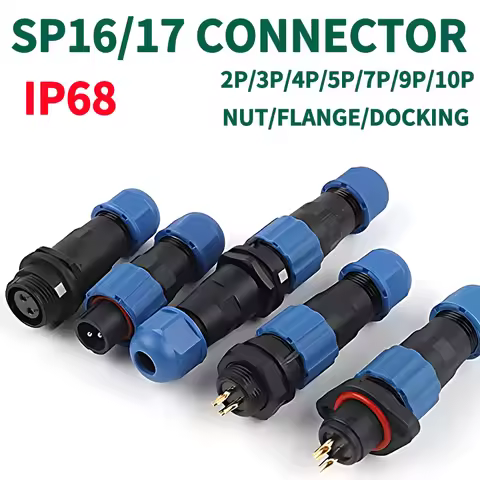 IP68 SP16 SP17 Back Nut/Flange/Docking Aviation Connector Butt Joint Type Male Female Plug Socket 2P