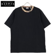 Burberry 8110101 25SS 黑色短袖格紋飾邊 T 卹 XL [二手]