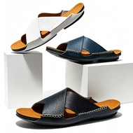 Men's Genuine Leather Sandals Handmade Breathable Slippers 38-46