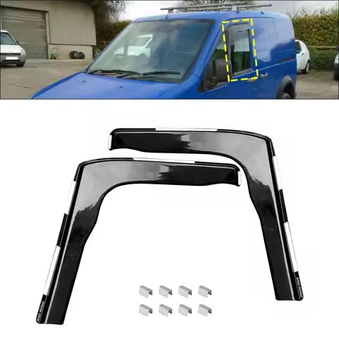 2pcs Black Front Window Wind Rain Sun Deflectors Protector Guard Sheet For Ford Transit Connect 2002