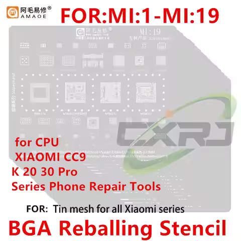 Amaoe BGA Reballing Stencil MI:10 2 3 17 8 9 11 12 13 14 15 16 for CPU XIAOMI CC9 K 20 30 Pro Series