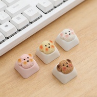 Cute Coffee Colored Puppy Keycaps, Personalized Mechanical Keycaps, ESC Cross Axis Resin Keycaps