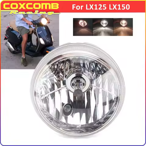 For Piaggio LX125 LX150 LX 125 150 Scooter Motorcycle Front Headlight Clear Headlamp High Low Beam W
