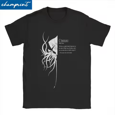 Cthulhu Mythos Lovecraft T Shirts Men Women Pure Cotton Cool T-Shirt Round Neck Cthulhu Tees Short S