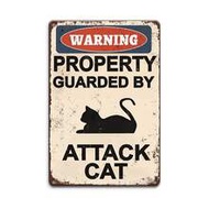 1pc [2D Flat] Attack Cat Warning Sign, Classic Iron Garden Sign, Outdoor Wall Decor, Multi-Functiona
