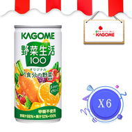 日本版 Kagome 野菜生活100 純正混合水果野菜汁 190g (罐裝) x 6