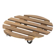 Round Universal Wheel Flower Pot Wooden Stand Flower Pot Base with Wheels Allows You to Easily Move 
